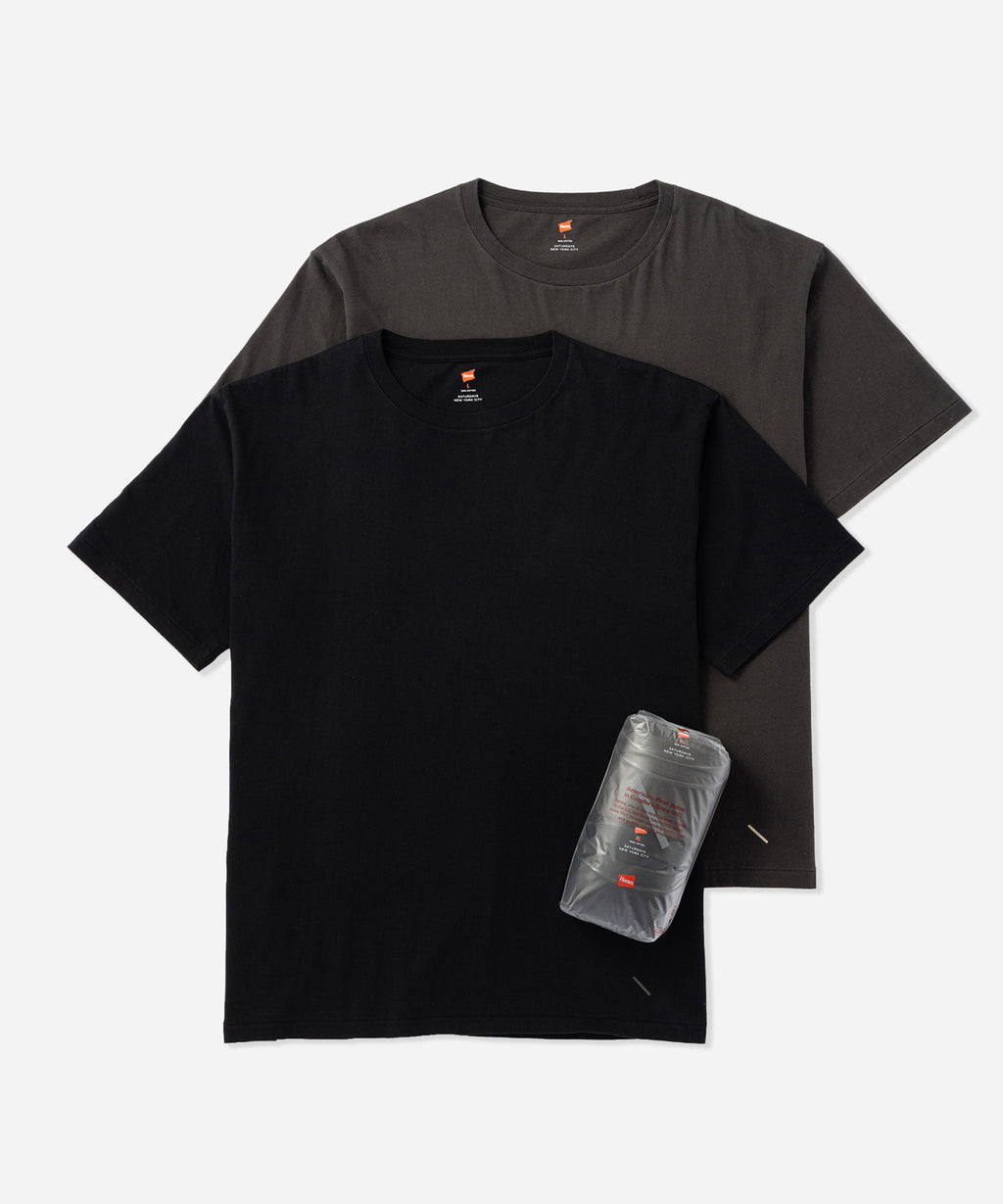 Saturdays NYC Hanes x Saturdays NYC Washed Cotton Tees 2-Pack in Black / Faded Black