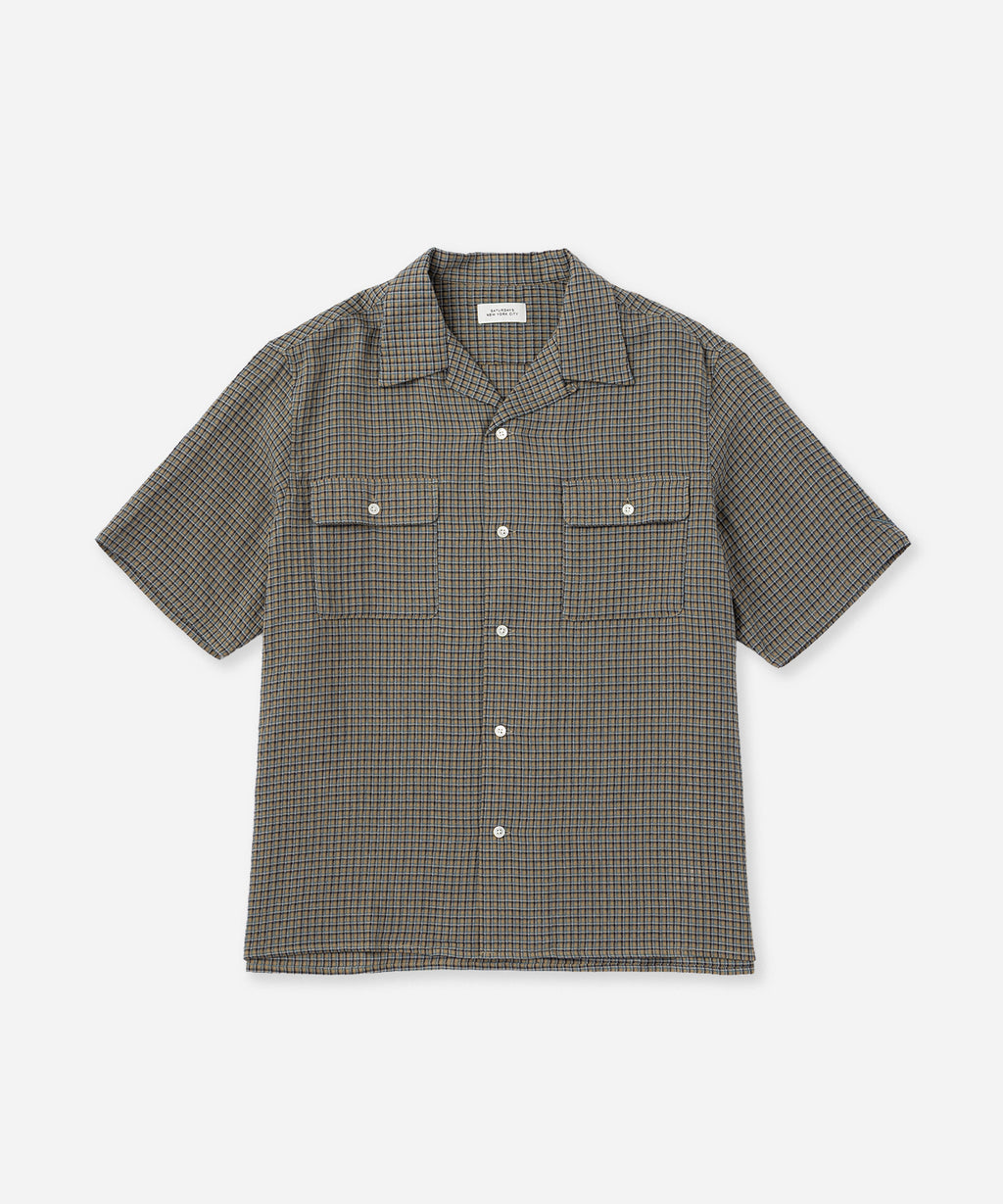 Saturdays NYC Hester Palaka Shirt in Olive Green