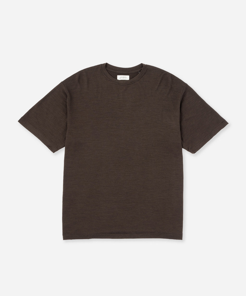Saturdays NYC Brandon Relaxed Wool Tee in Dark Brown