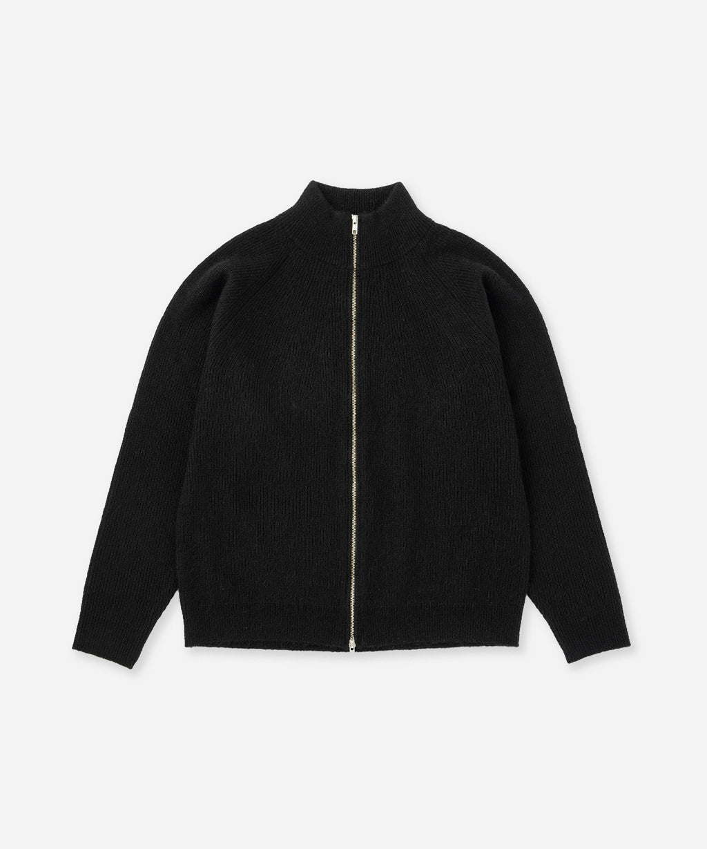 Saturdays NYC Henderson Brushed Zip Thru Knit in Black