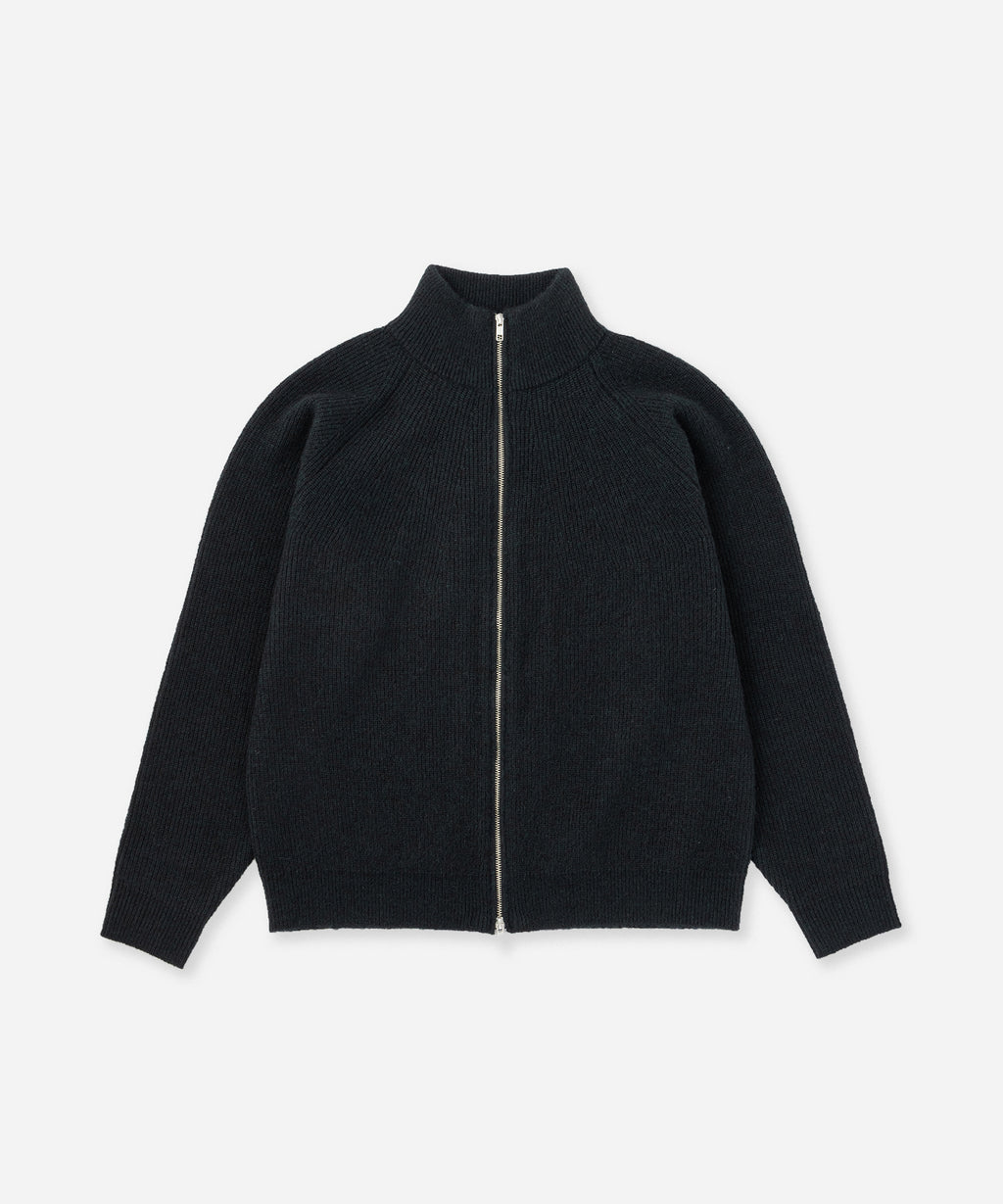 Saturdays NYC Henderson Brushed Zip Thru Knit in Dark Green