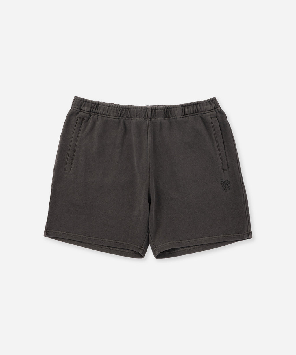 Saturdays NYC Austin Pigment Dyed Sweat Short in Black Sub