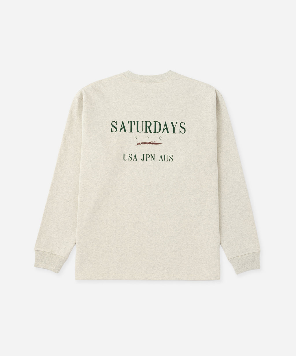 Saturdays NYC Max Weight Vintage Sport Long Sleeve Tee in Light Gray