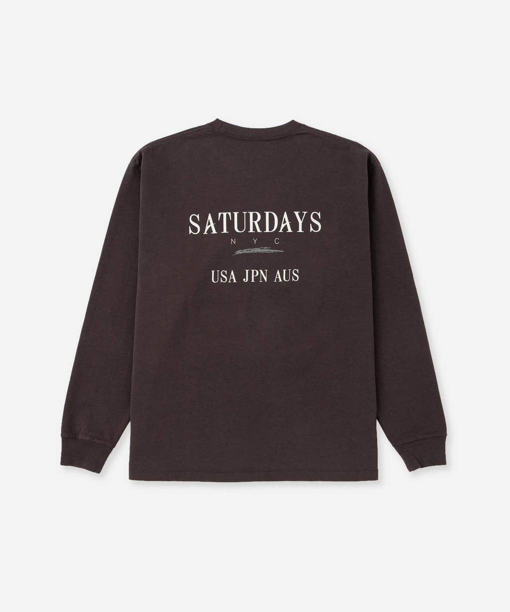 Saturdays NYC Max Weight Vintage Sport Long Sleeve Tee in Charcoal