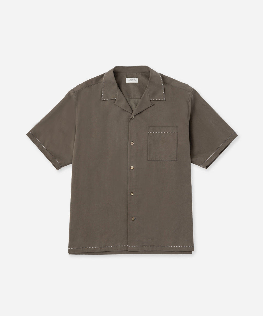 Saturdays NYC Canty Stitch Color Shirt in Olive Green