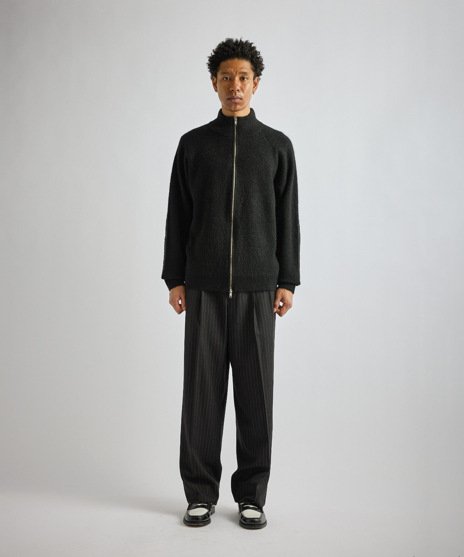 Saturdays NYC Henderson Brushed Zip Thru Knit in Black