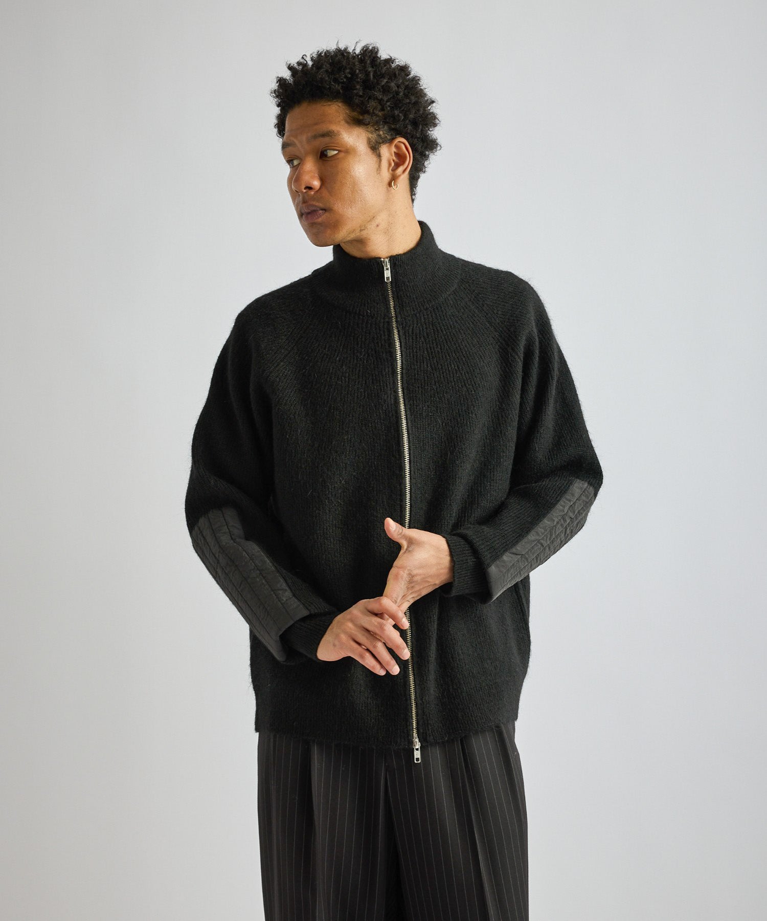 Saturdays NYC Henderson Brushed Zip Thru Knit in Black