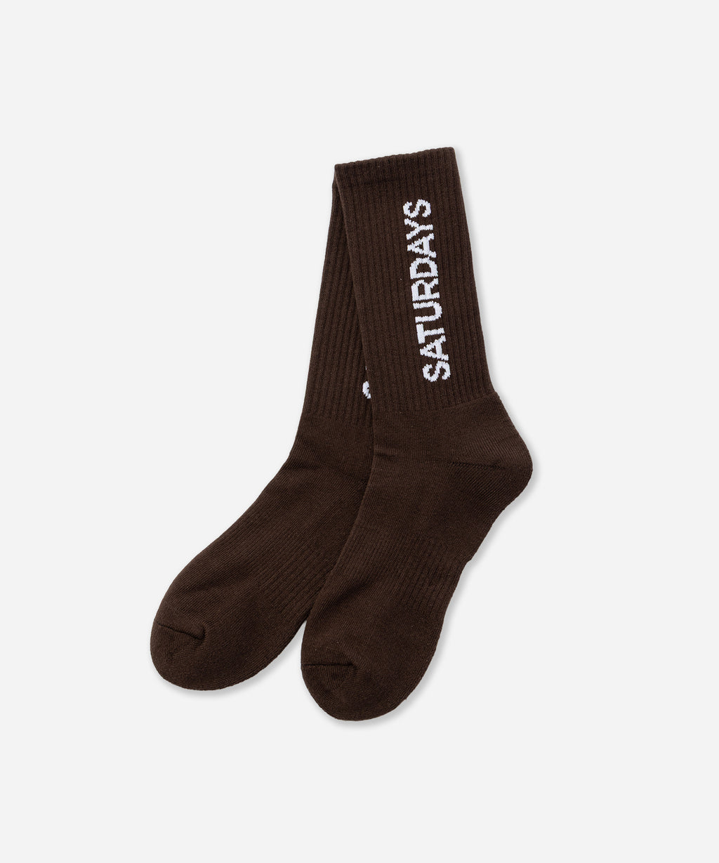 Saturdays NYC Logo Sock in Dark Brown