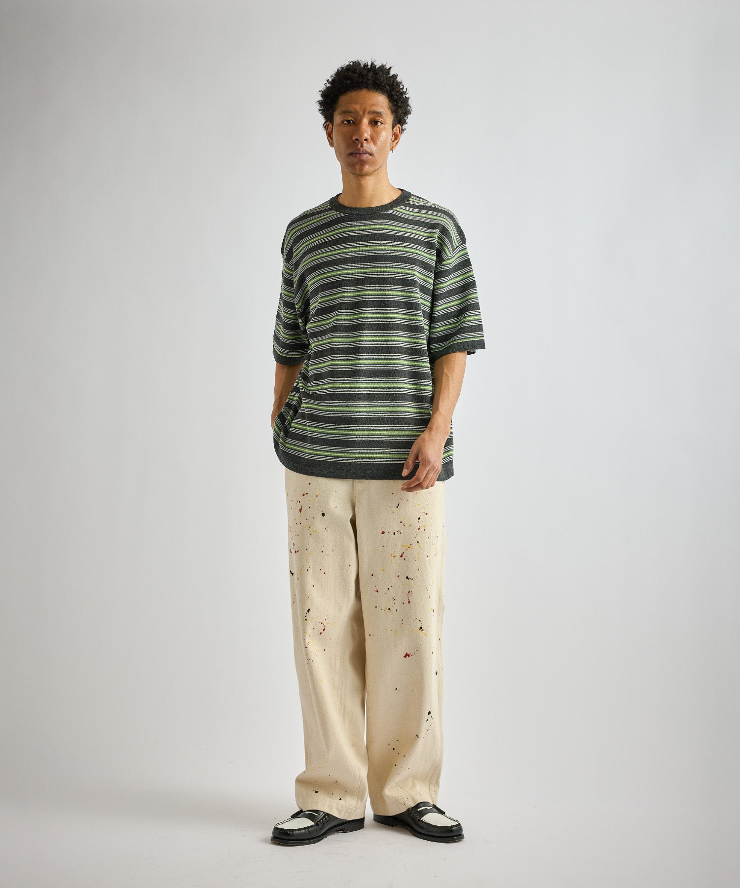 Saturdays NYC Pacho Stripe Knit Top in Black Sub