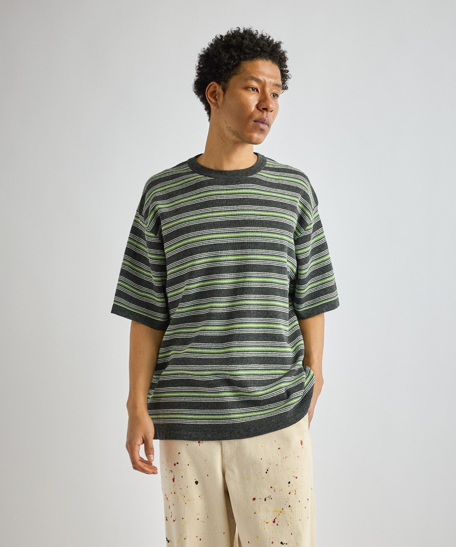 Saturdays NYC Pacho Stripe Knit Top in Black Sub