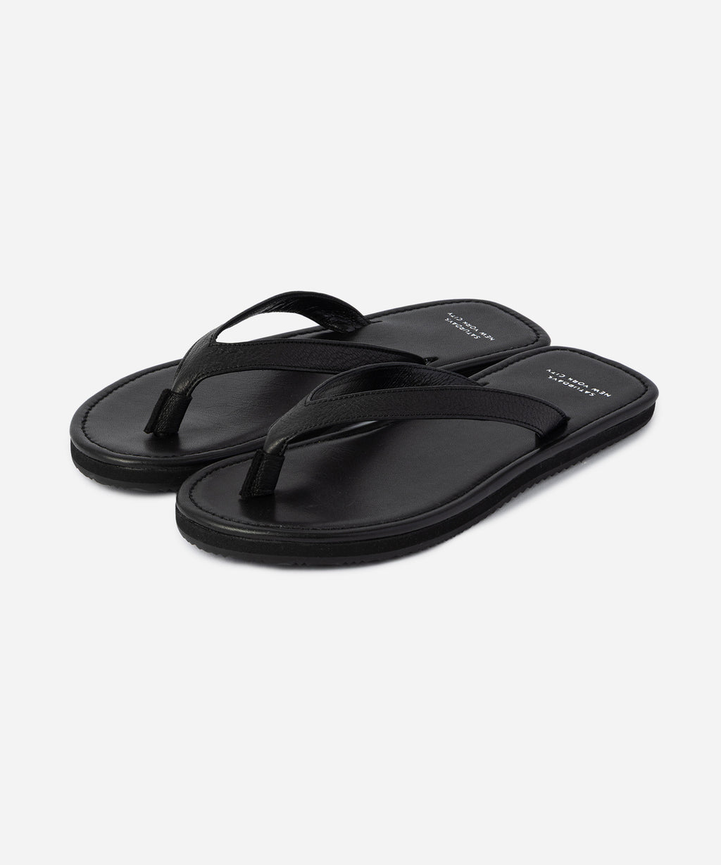 Saturdays NYC Beach Leather Sandal in Black