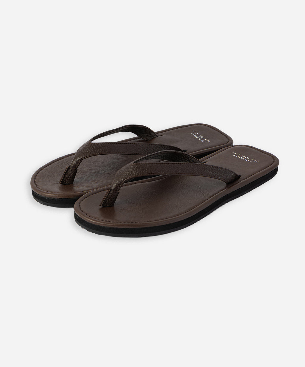 Saturdays NYC Beach Leather Sandal in Dark Brown
