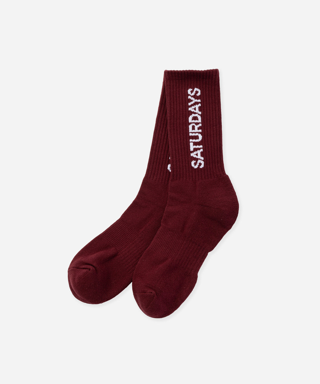 Saturdays NYC Logo Socks in Wine