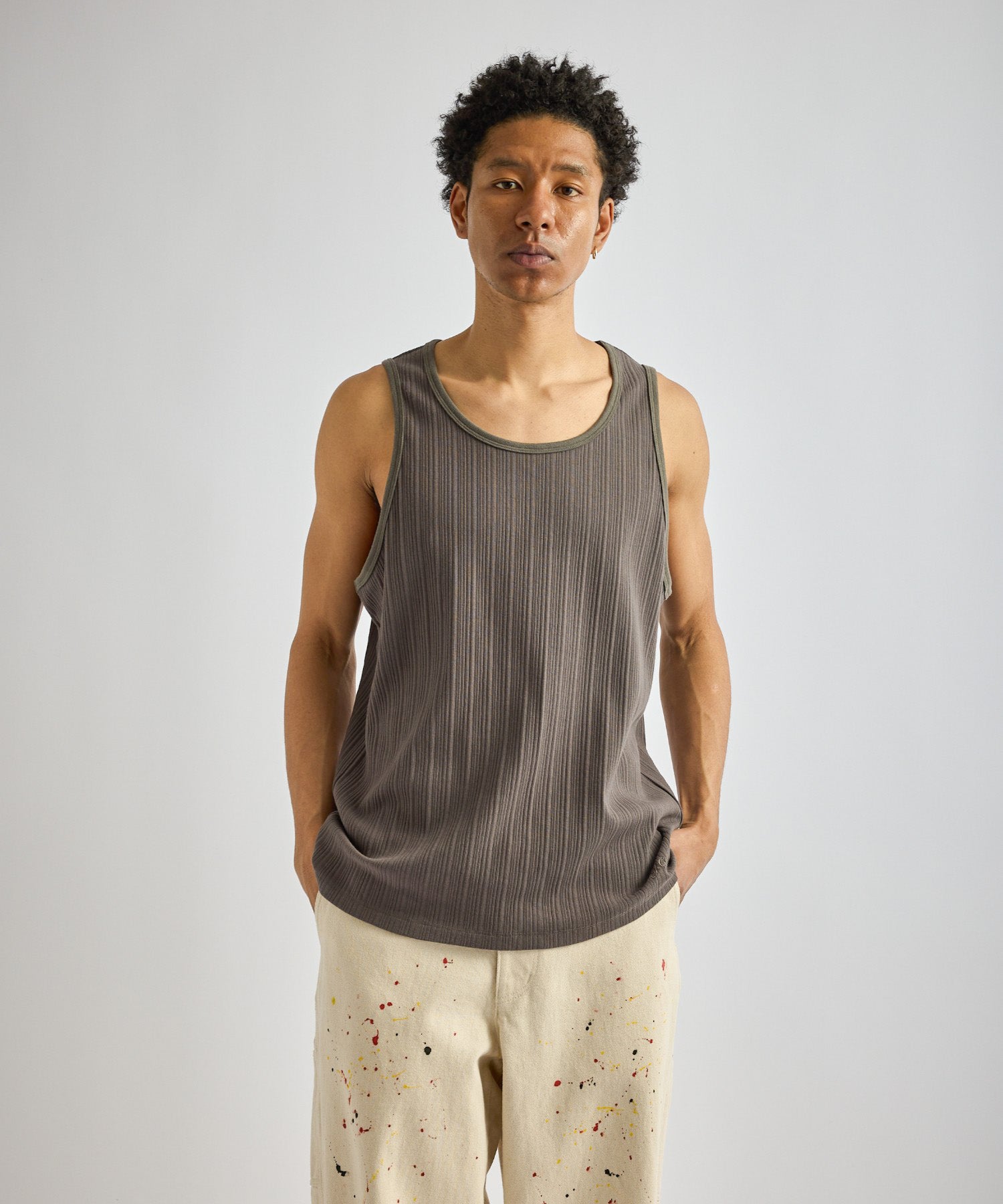 Saturdays NYC Venice Rib Tank in Charcoal
