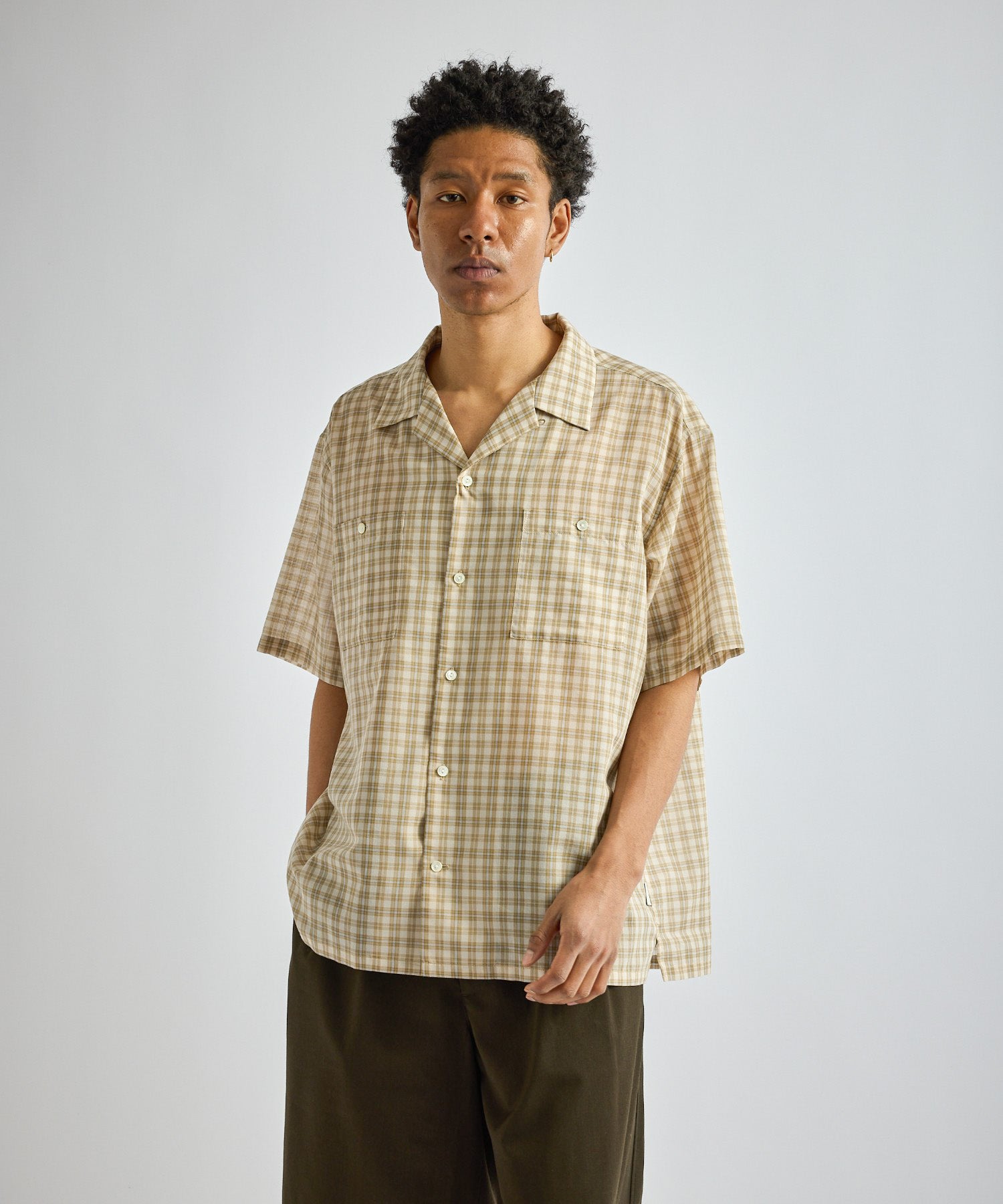 Saturdays NYC Hester Tartan Check Shirt in Beige