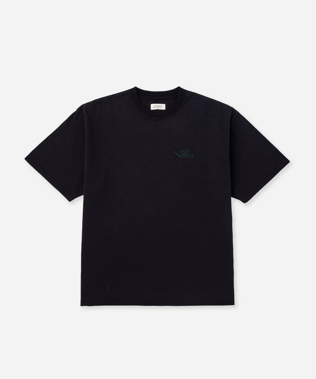 Saturdays NYC Loofah Collar Relaxed Tee in Navy