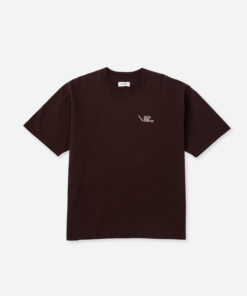Saturdays NYC Loofah Collar Relaxed Tee in Dark Brown