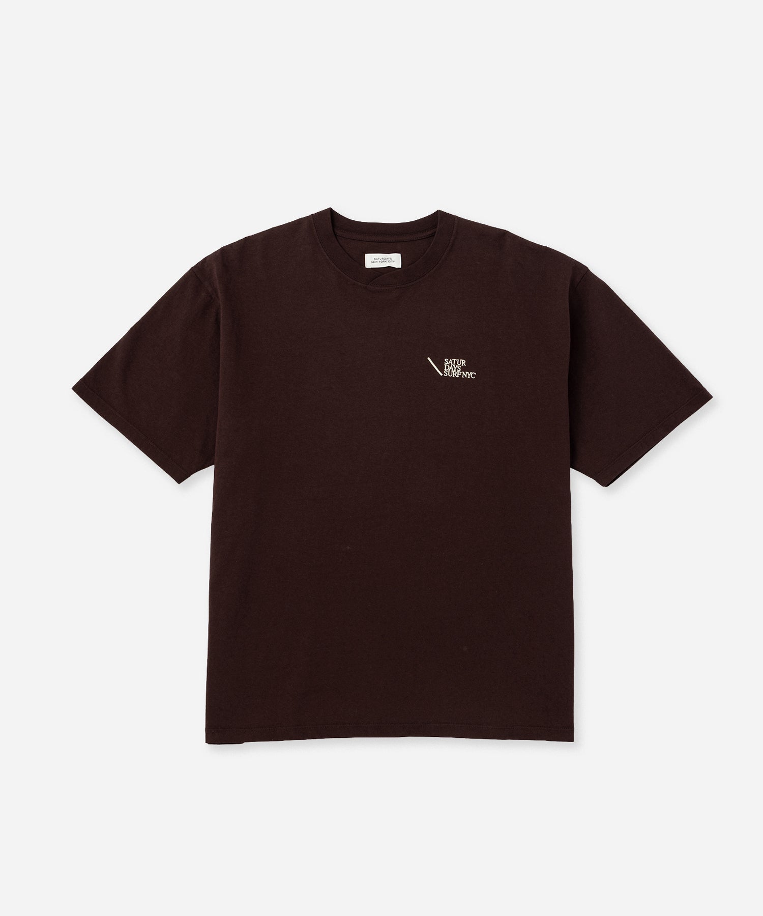 Saturdays NYC Loofah Collar Relaxed Tee in Dark Brown