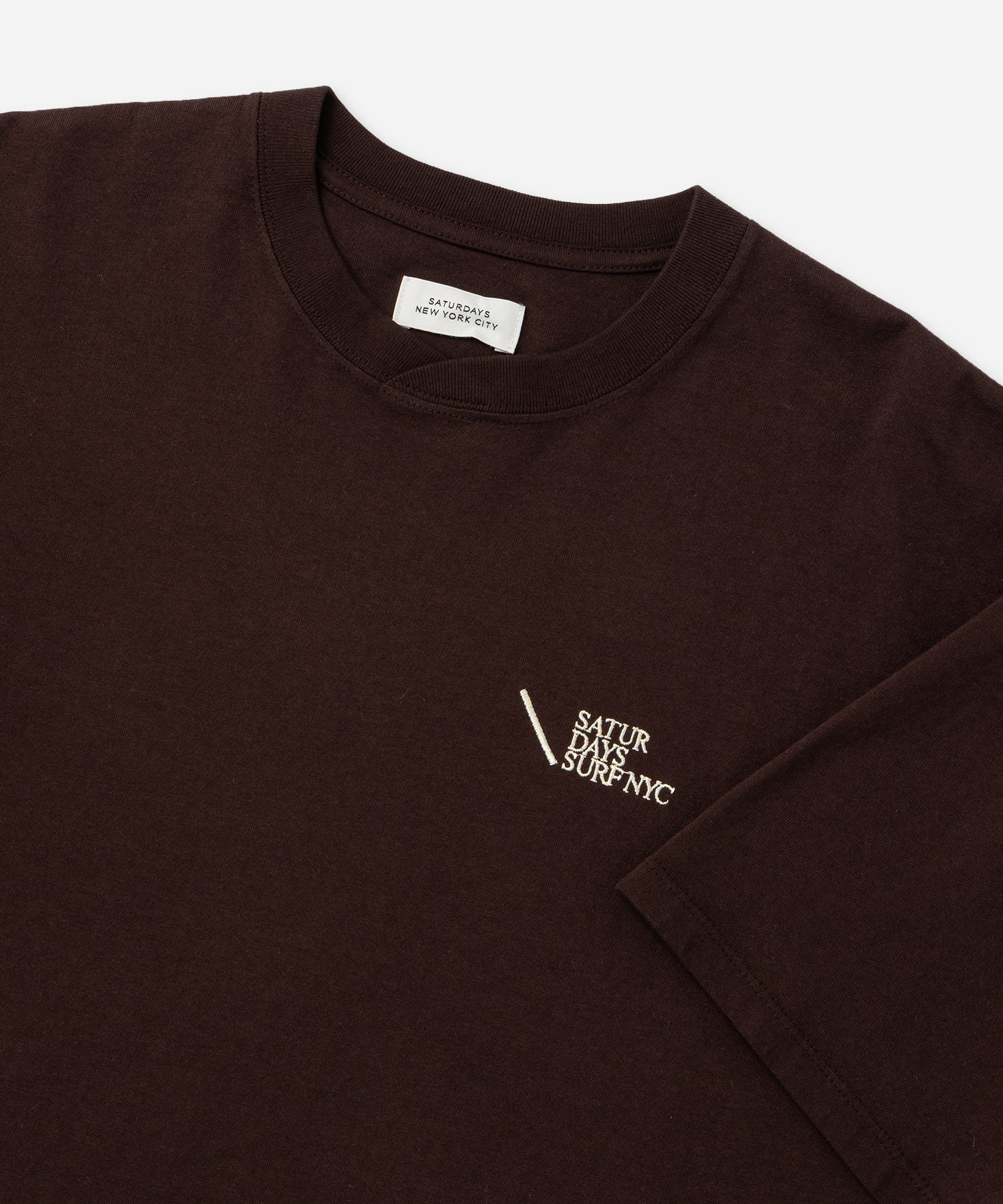 Saturdays NYC Loofah Collar Relaxed Tee in Dark Brown