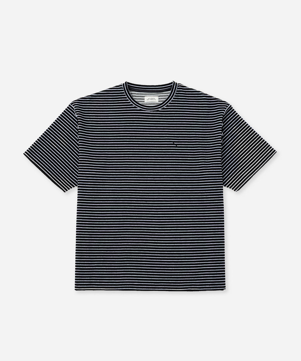 Saturdays NYC Brandon Striped Pile Relaxed Tee in Black