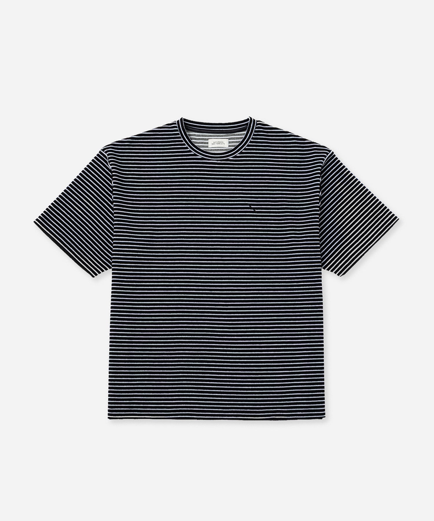 Saturdays NYC Brandon Striped Pile Relaxed Tee in Black