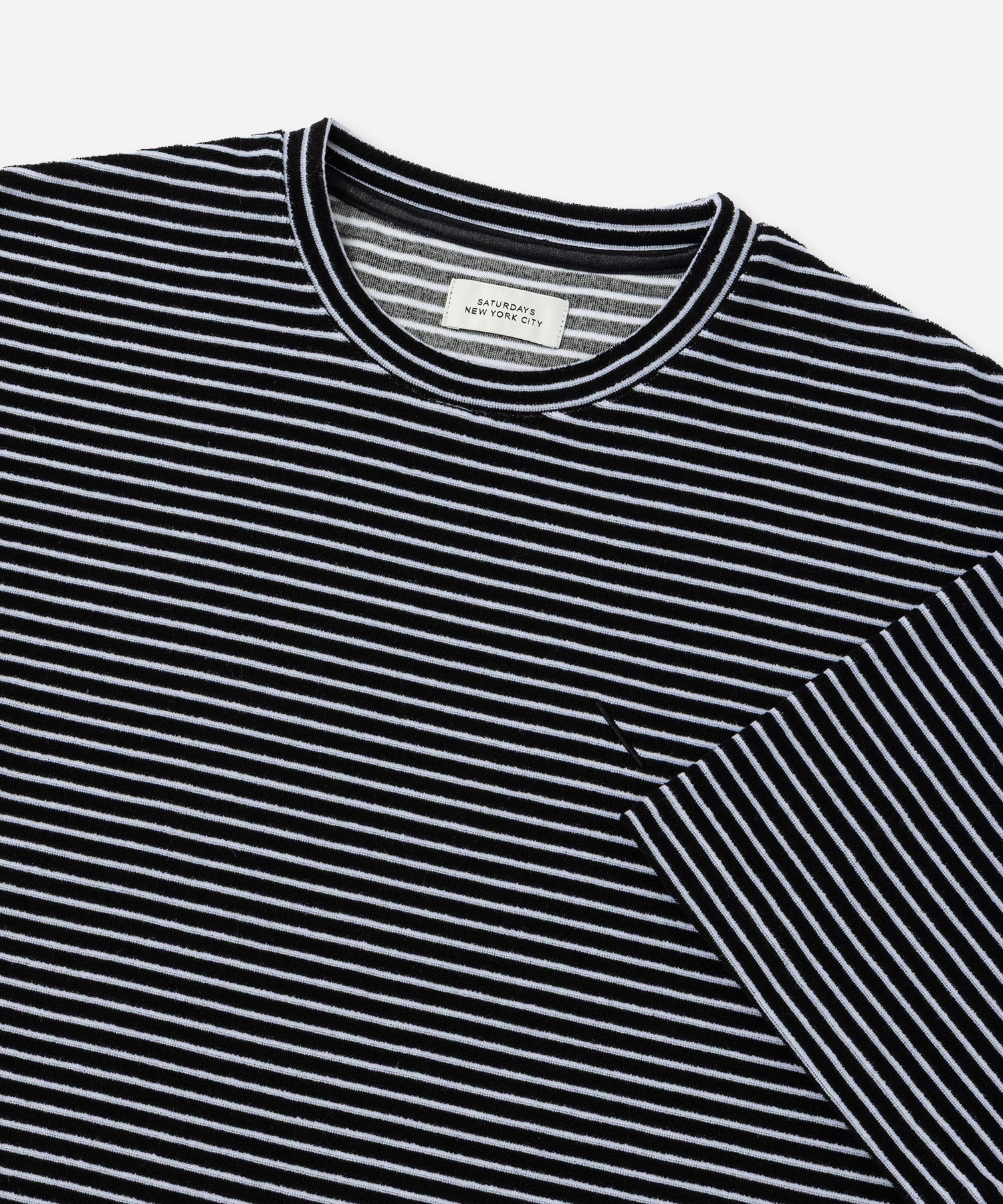 Saturdays NYC Brandon Striped Pile Relaxed Tee in Black