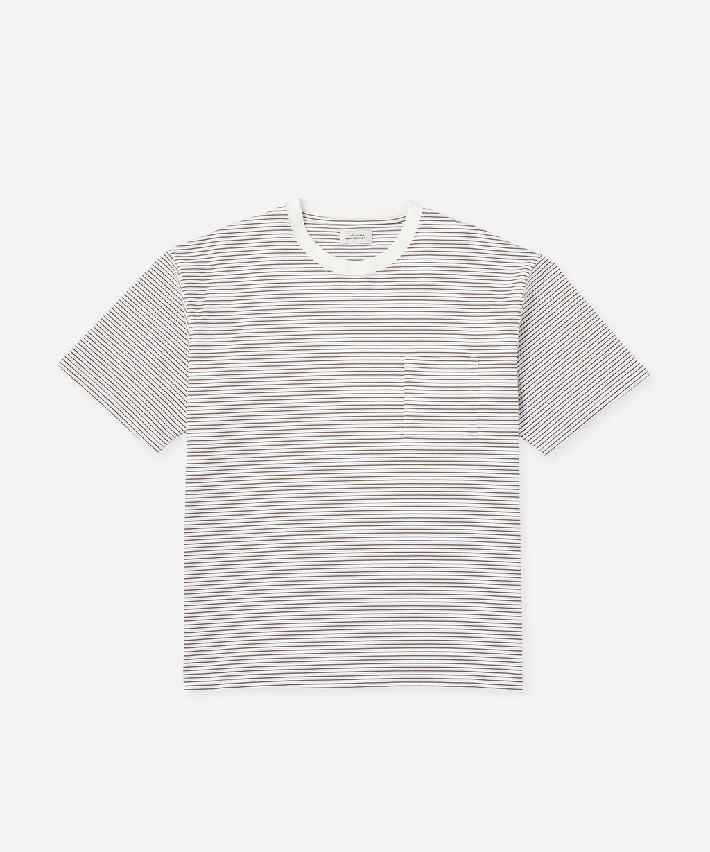 Saturdays NYC Randall Stripe Relaxed Tee in Off White