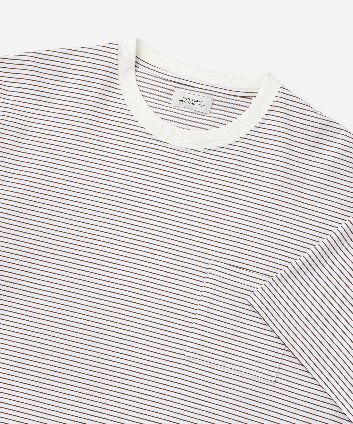Saturdays NYC Randall Stripe Relaxed Tee in Off White