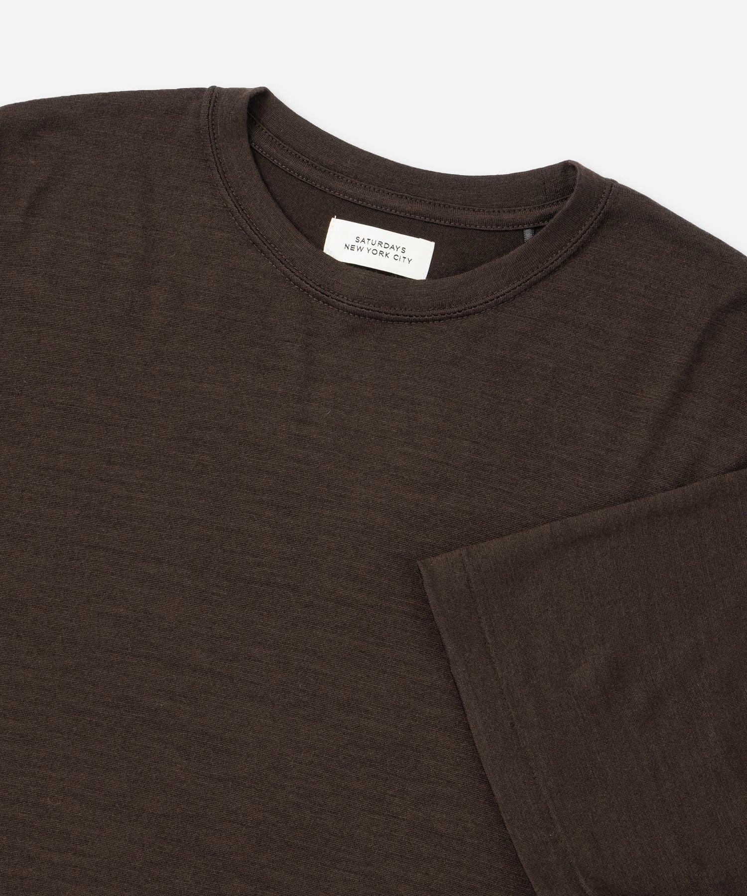 Saturdays NYC Brandon Relaxed Wool Tee in Dark Brown