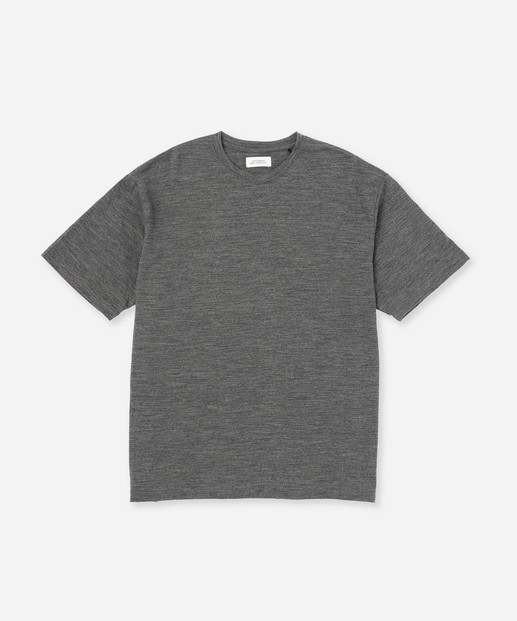 Saturdays NYC Brandon Relaxed Wool Tee in Charcoal