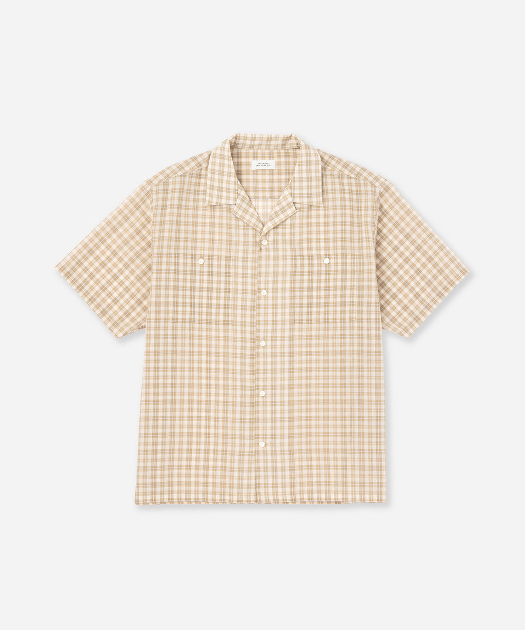 Saturdays NYC Hester Tartan Check Shirt in Beige