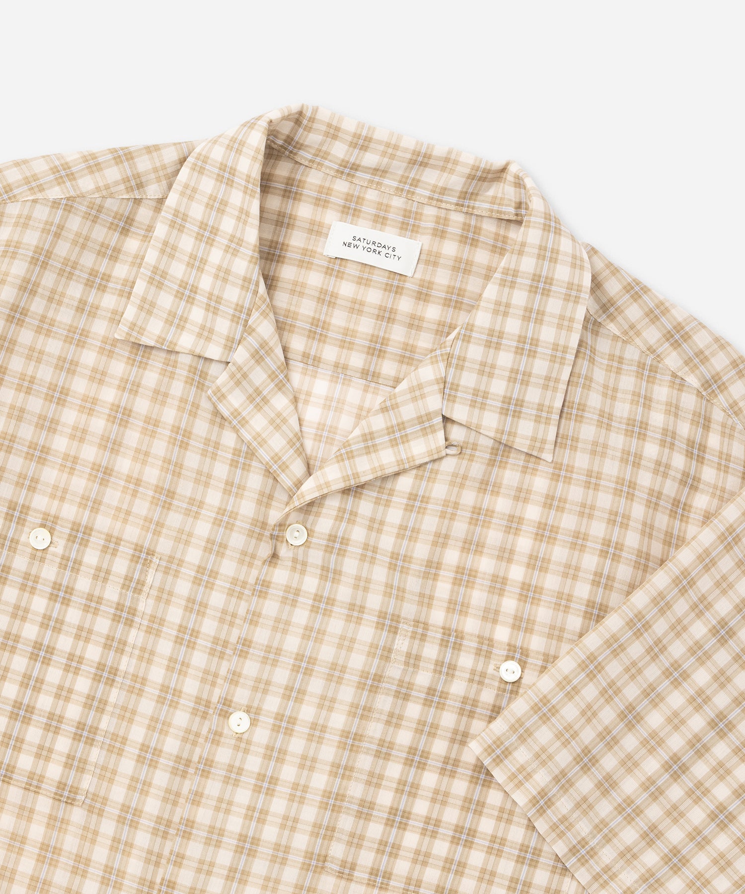 Saturdays NYC Hester Tartan Check Shirt in Beige