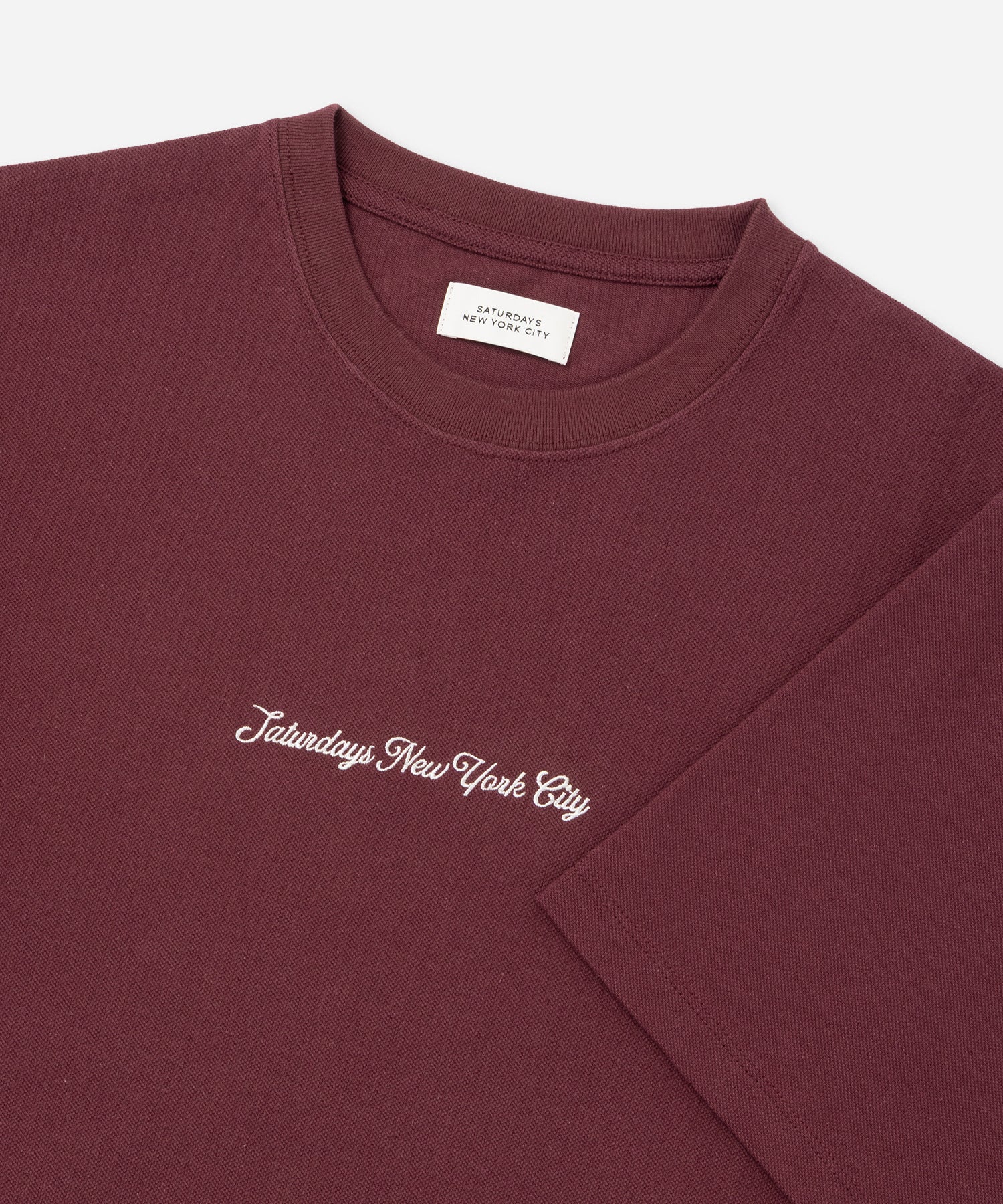 Saturdays NYC Pique Logo Standard Tee in Wine