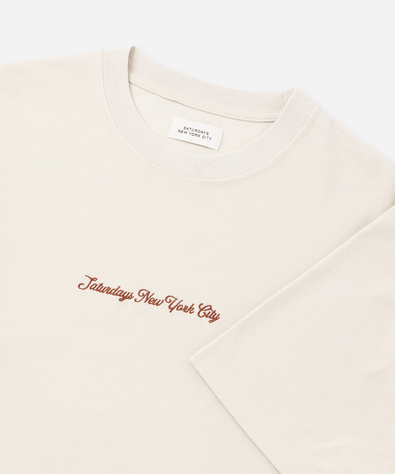 Saturdays NYC Pique Logo Standard Tee in Ivory