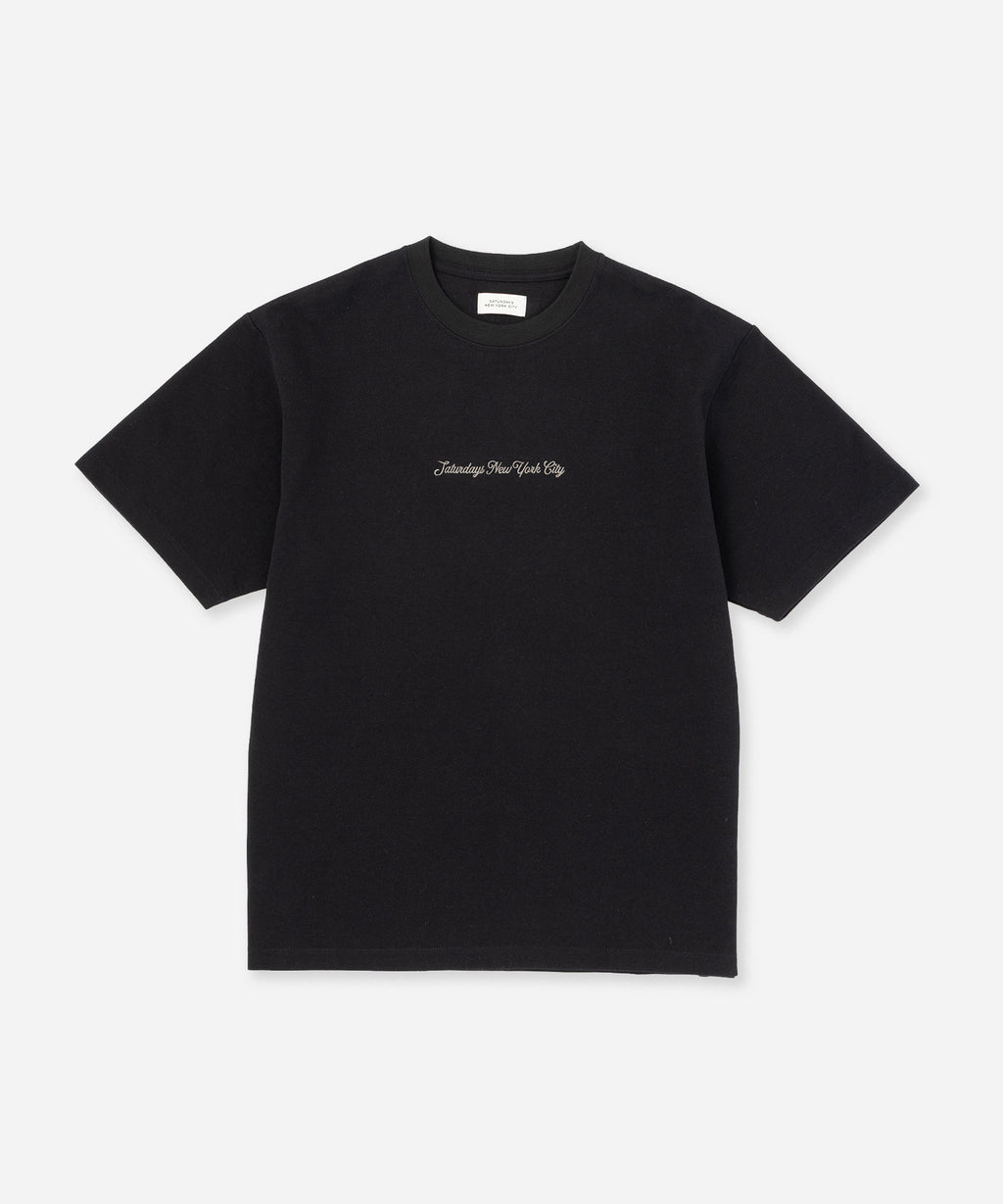 Saturdays NYC Pique Logo Standard Tee in Black