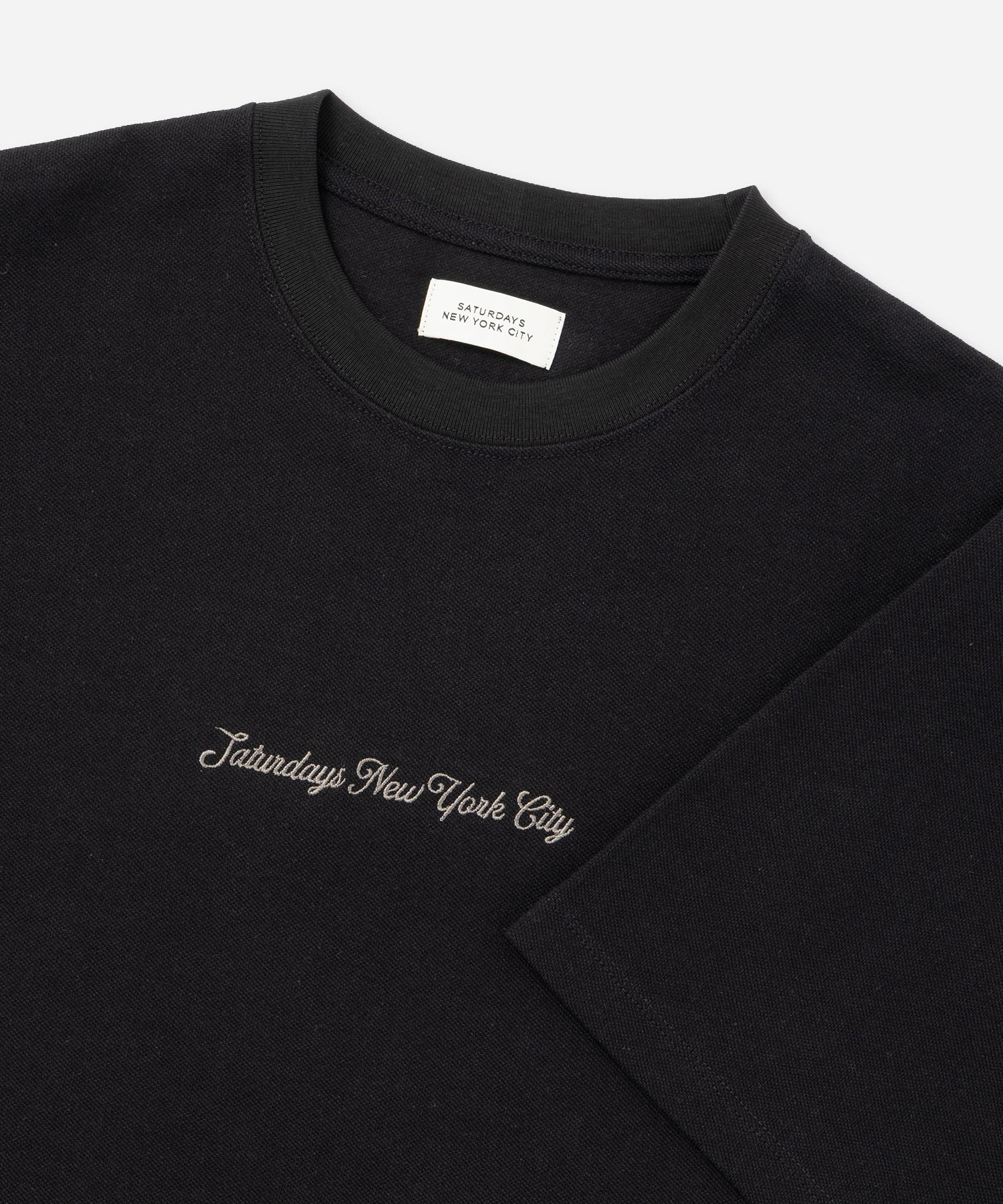 Saturdays NYC Pique Logo Standard Tee in Black