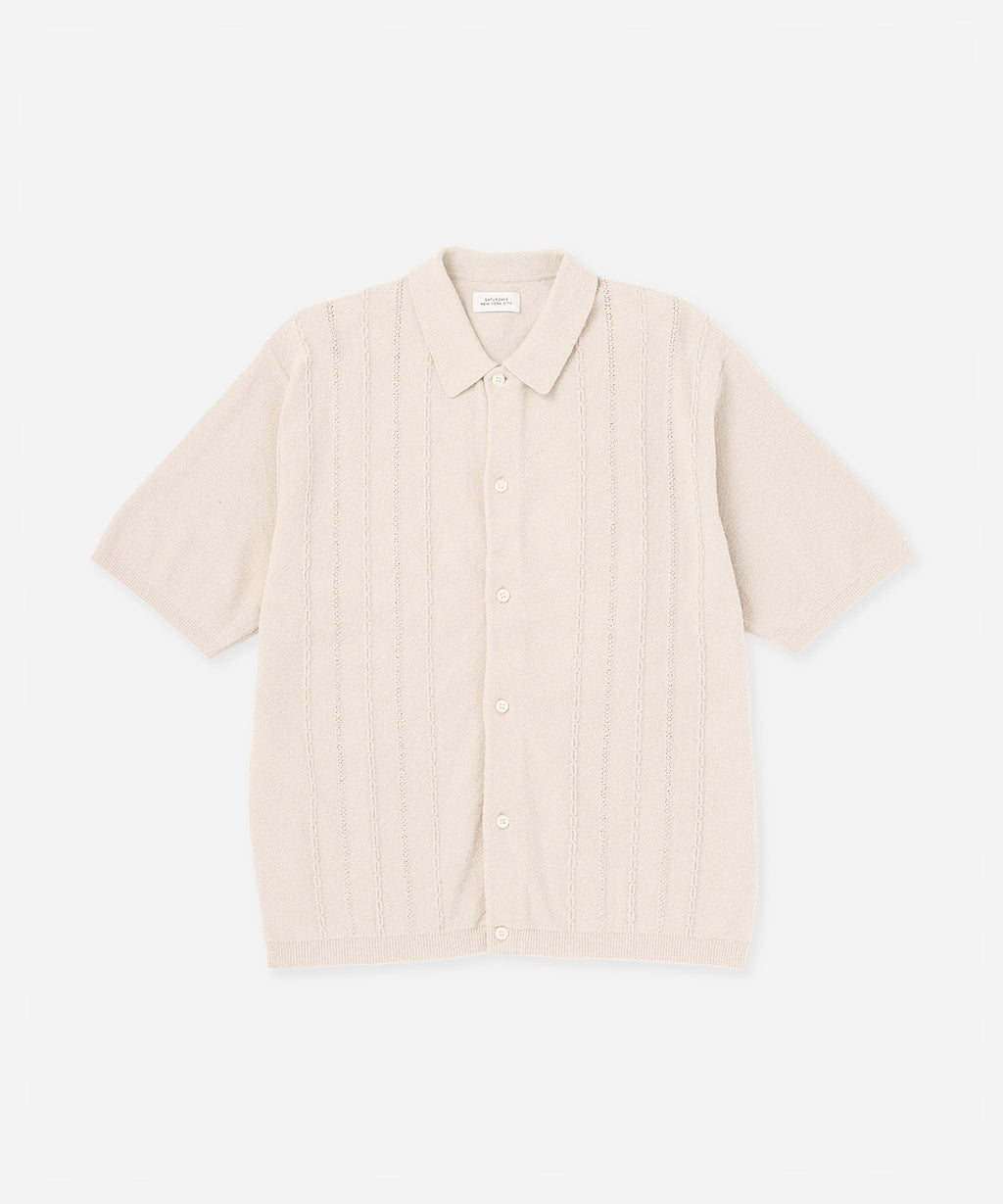 Saturdays NYC Kenneth Knit Shirt in Ivory