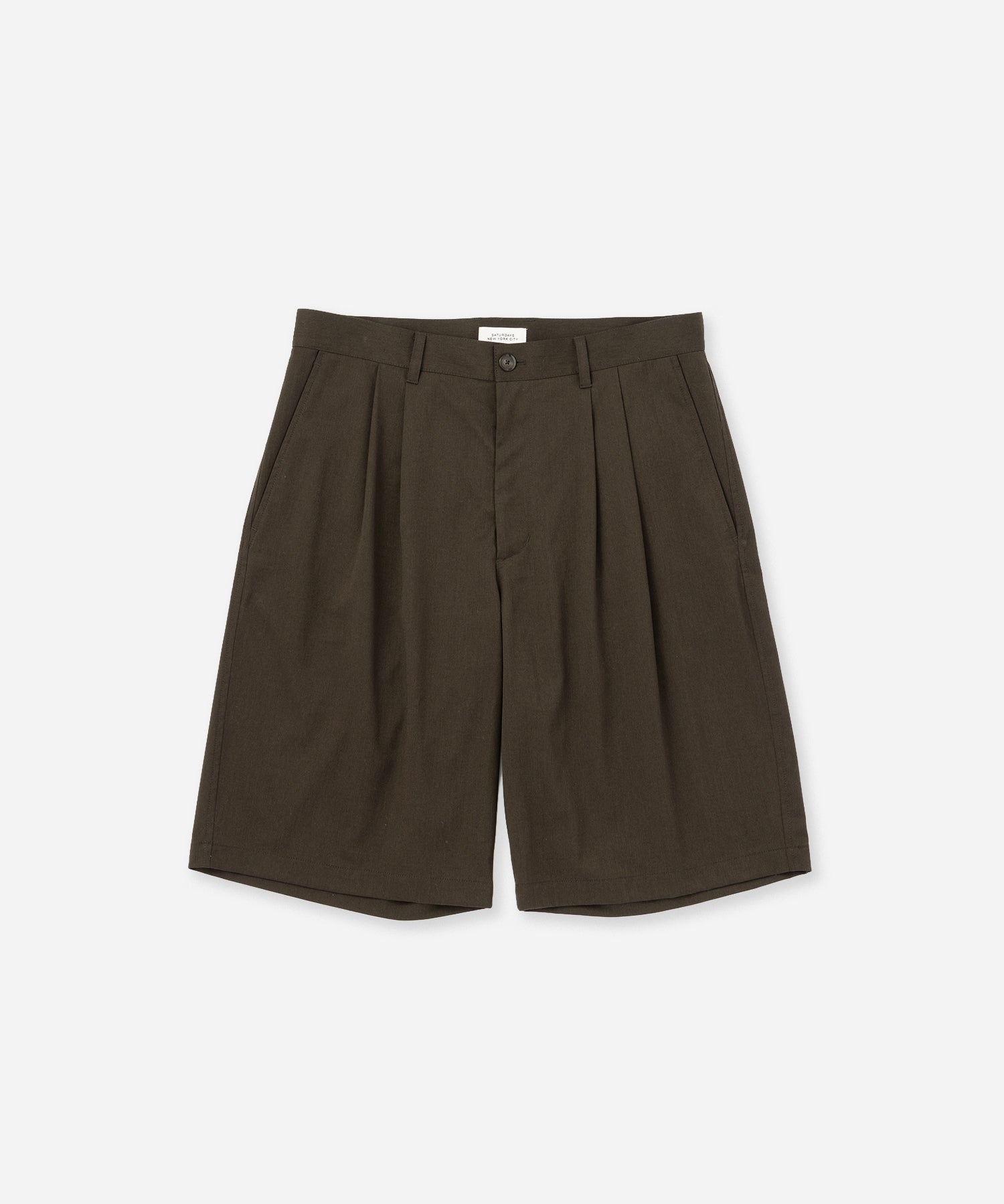 Saturdays NYC Feliz Two Tuck Walk Short in Olive Green