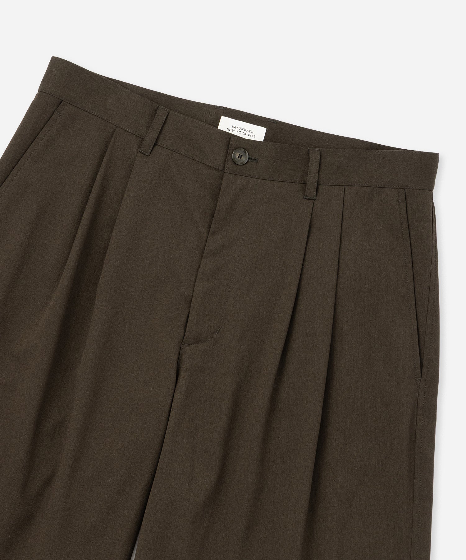 Saturdays NYC Feliz Two Tuck Walk Short in Olive Green