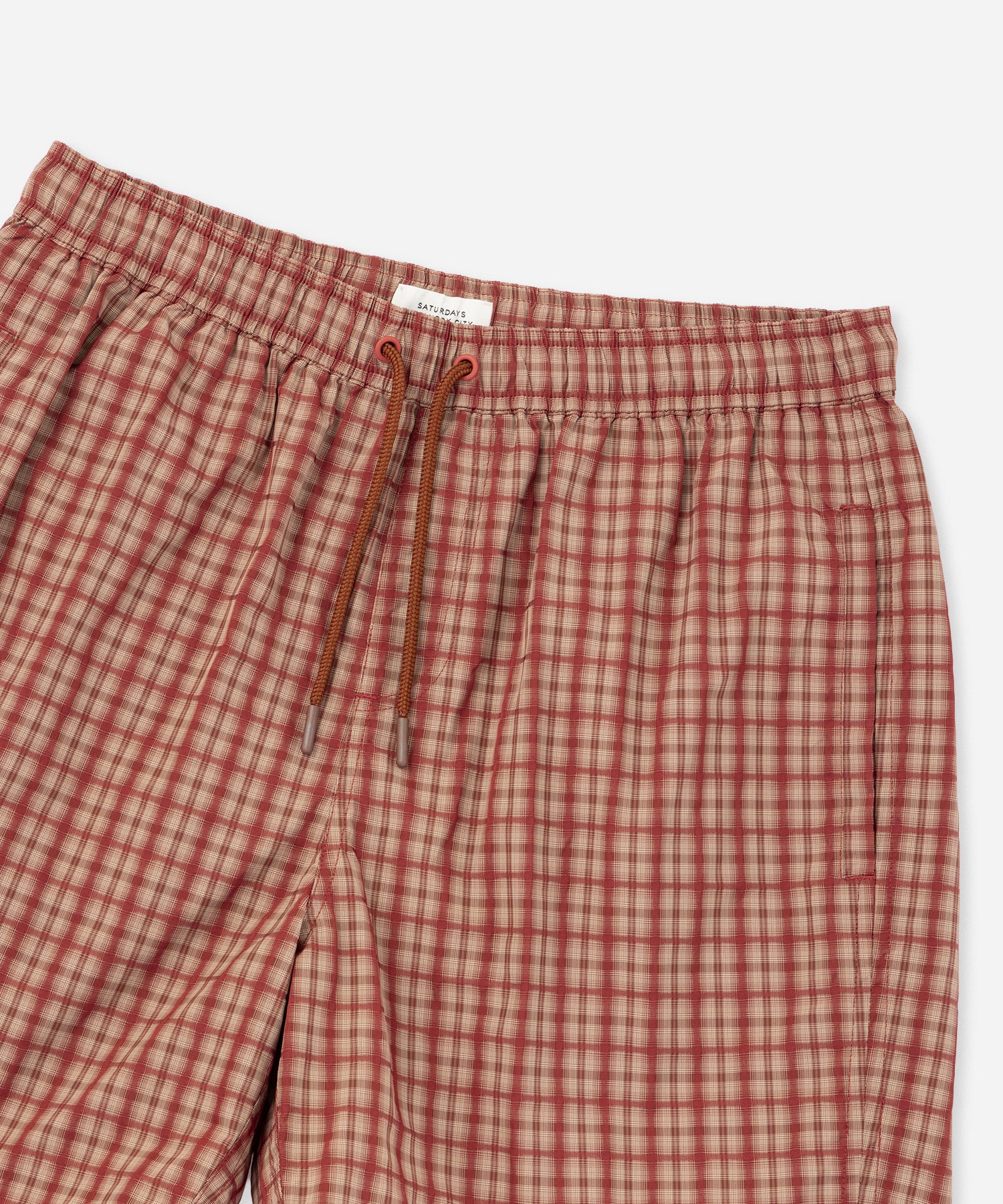 Saturdays NYC Timothy Check Swim Short in Brick
