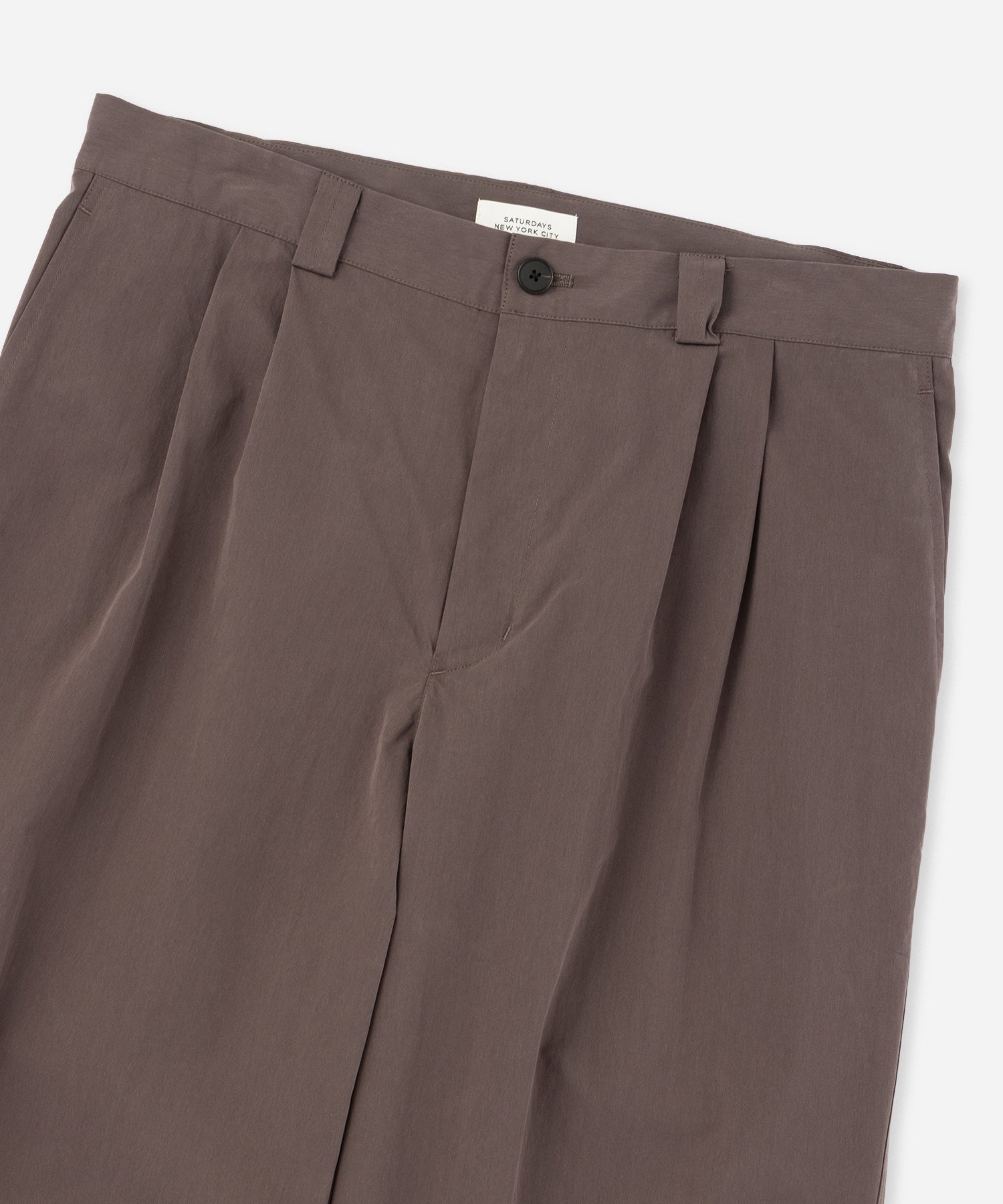 Saturdays NYC George Wide Two Tuck Pant in Dark Brown