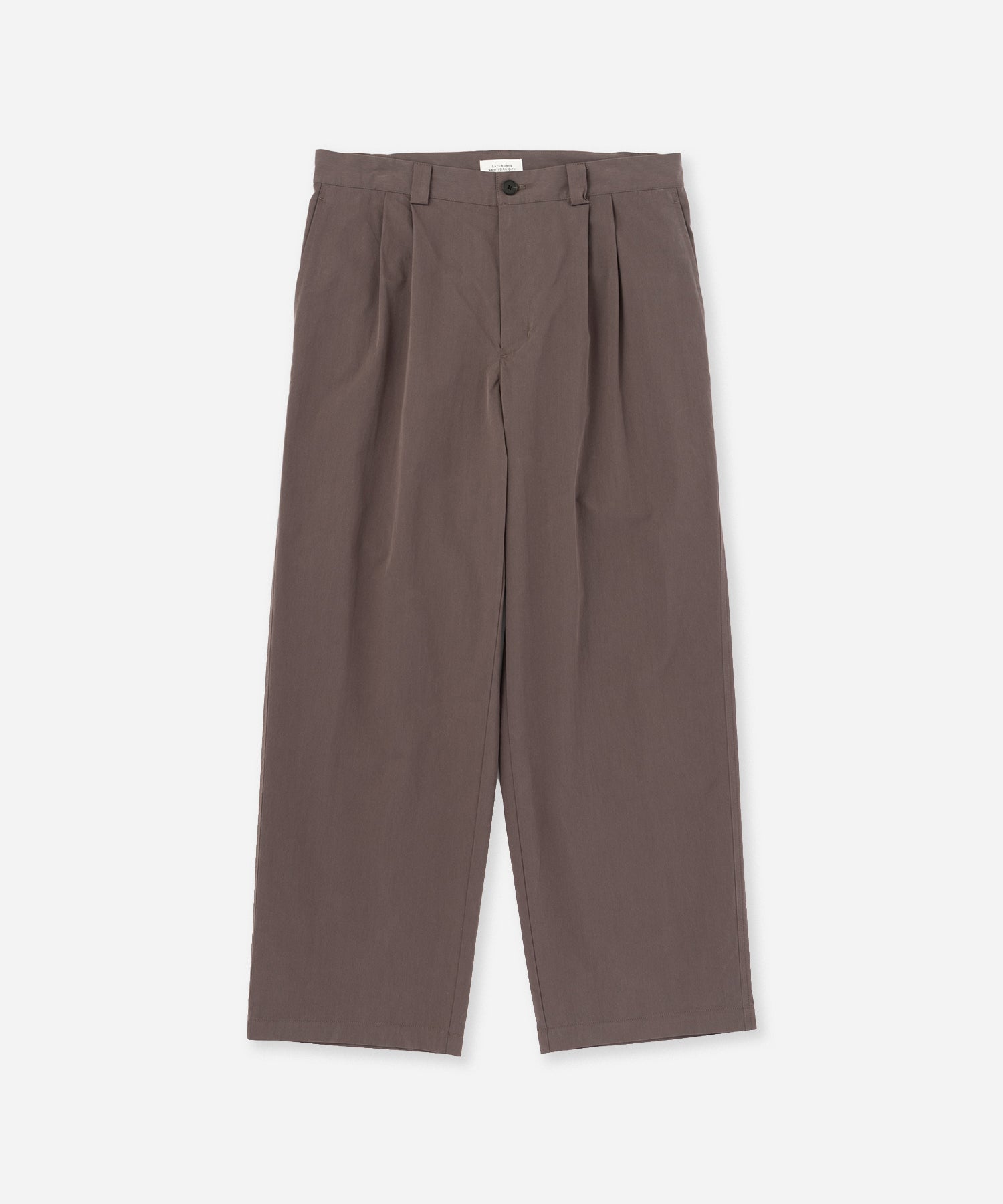 Saturdays NYC George Wide Two Tuck Pant in Dark Brown
