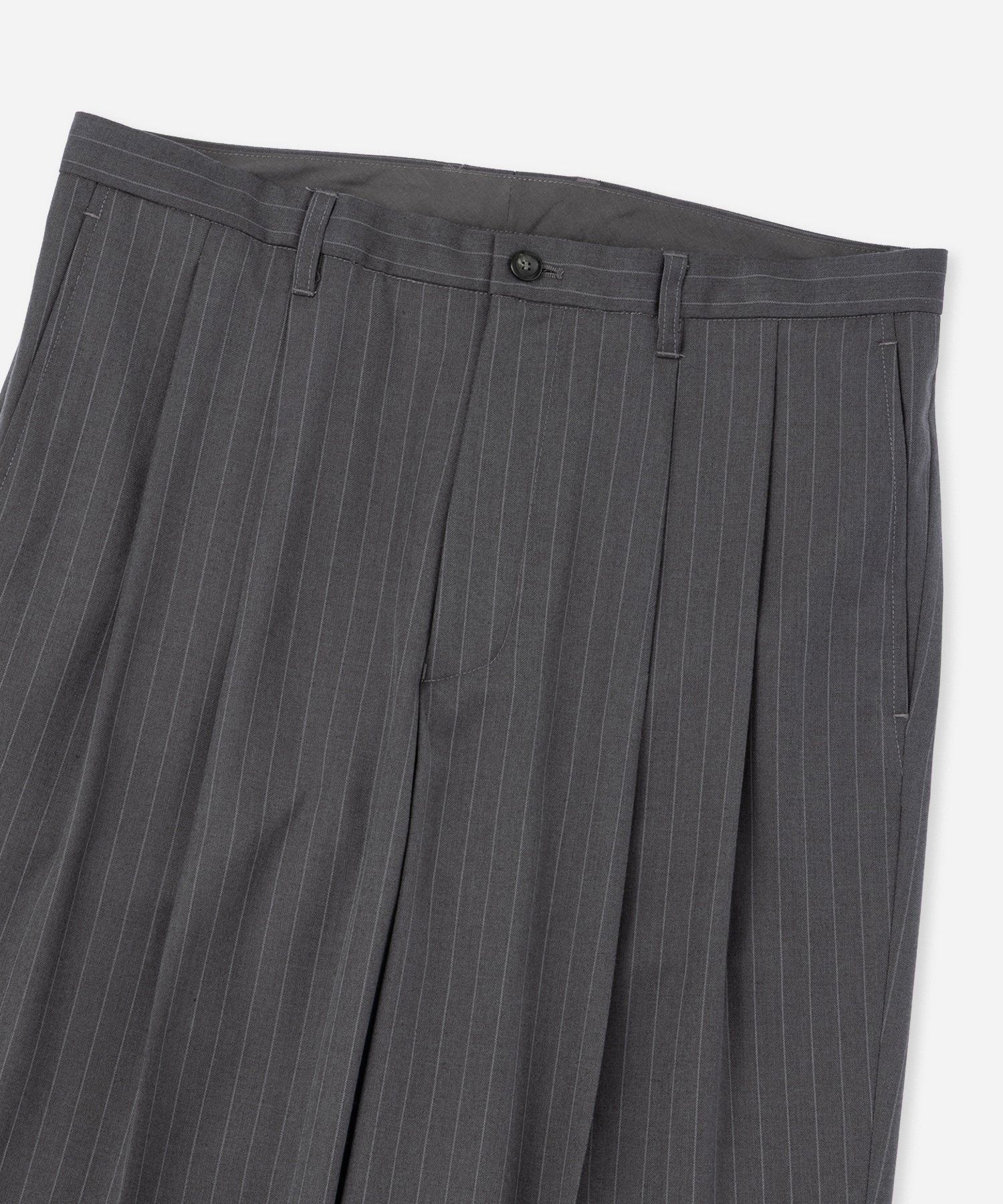 Saturdays NYC George Herringbone Stripe Two Tuck Pant in Gray
