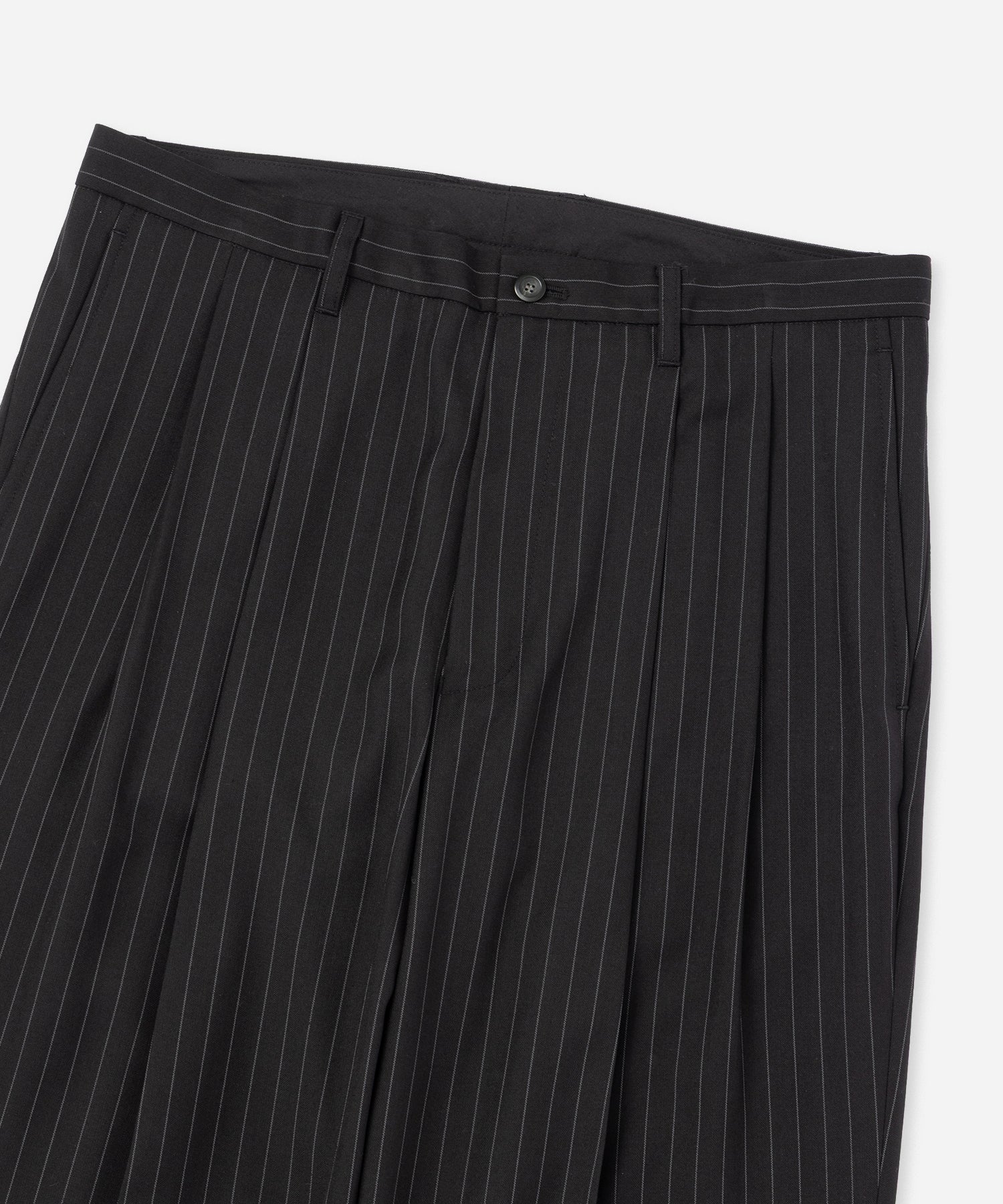 Saturdays NYC George Herringbone Stripe Two Tuck Pant in Black