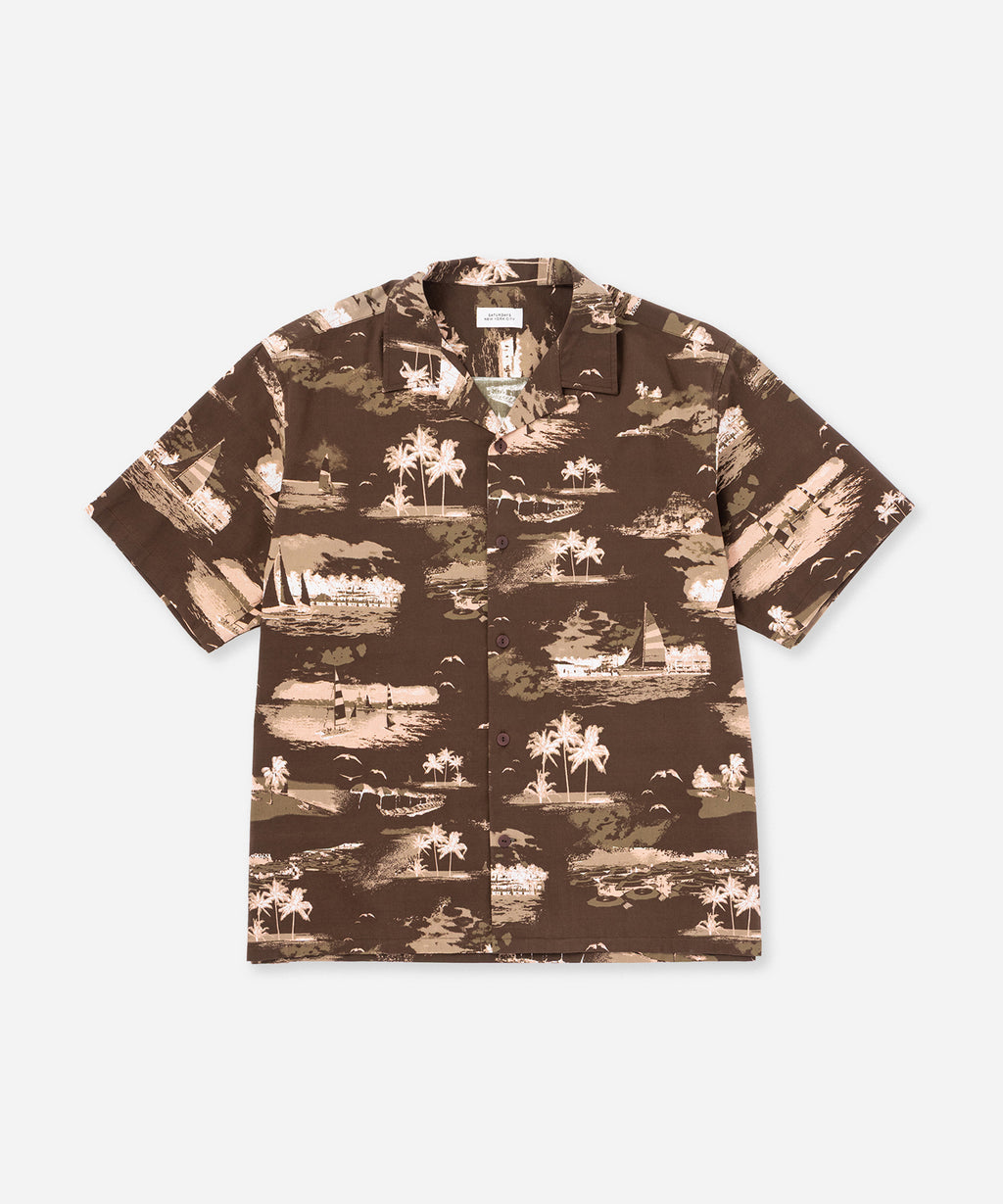 Saturdays NYC Canty Aloha Shirt in Dark Brown