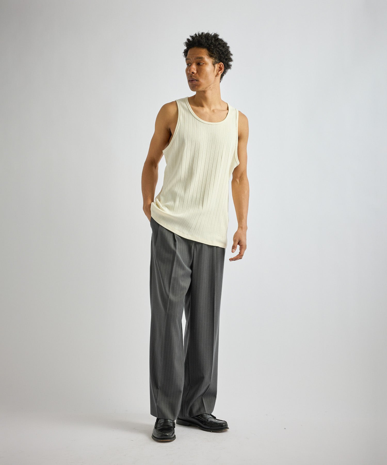 Saturdays NYC Venice Rib Tank in Ivory