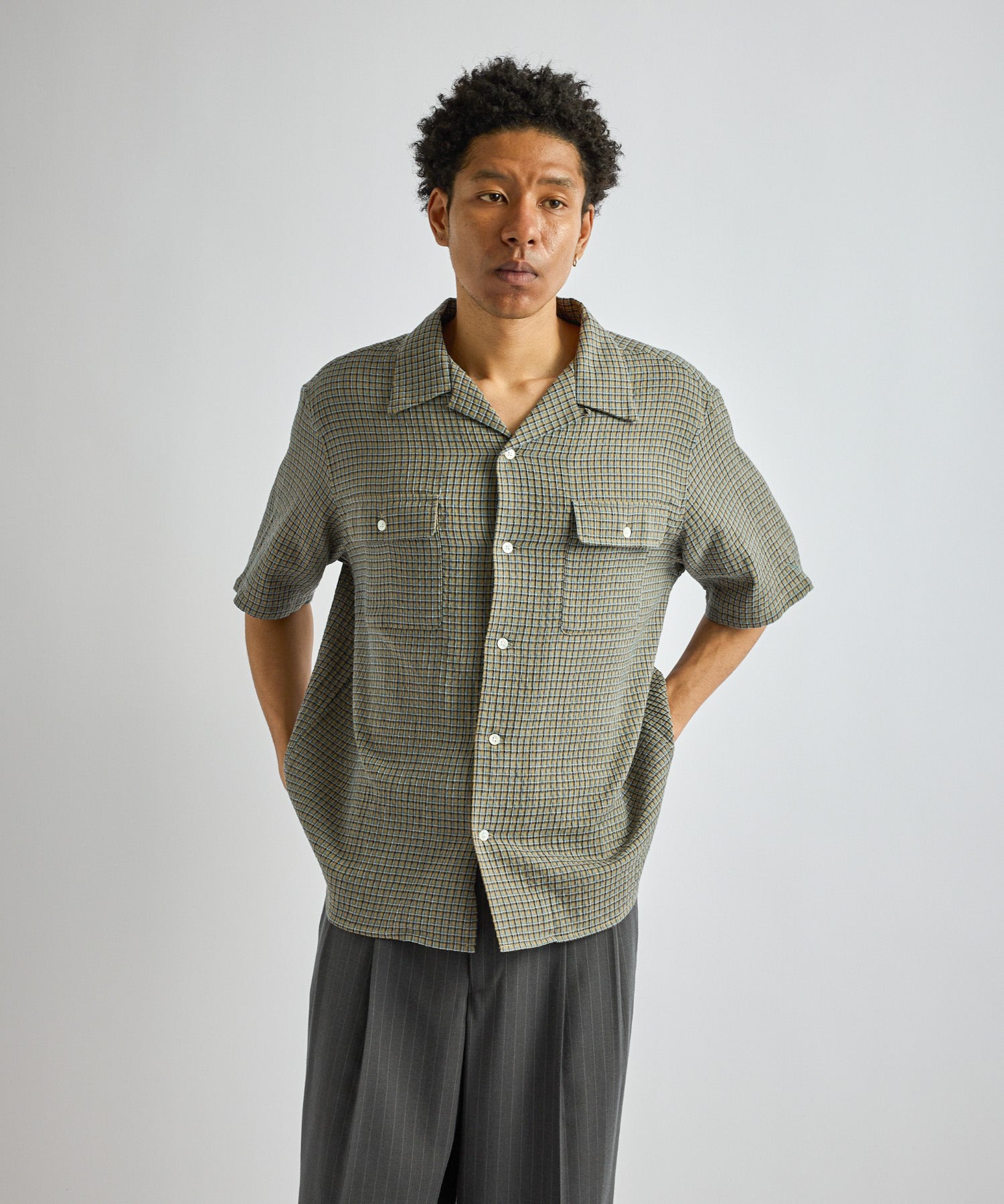 Saturdays NYC Hester Palaka Shirt in Olive Green