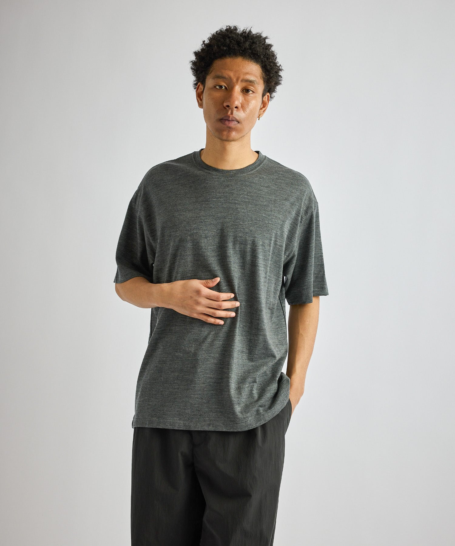 Saturdays NYC Brandon Relaxed Wool Tee in Charcoal