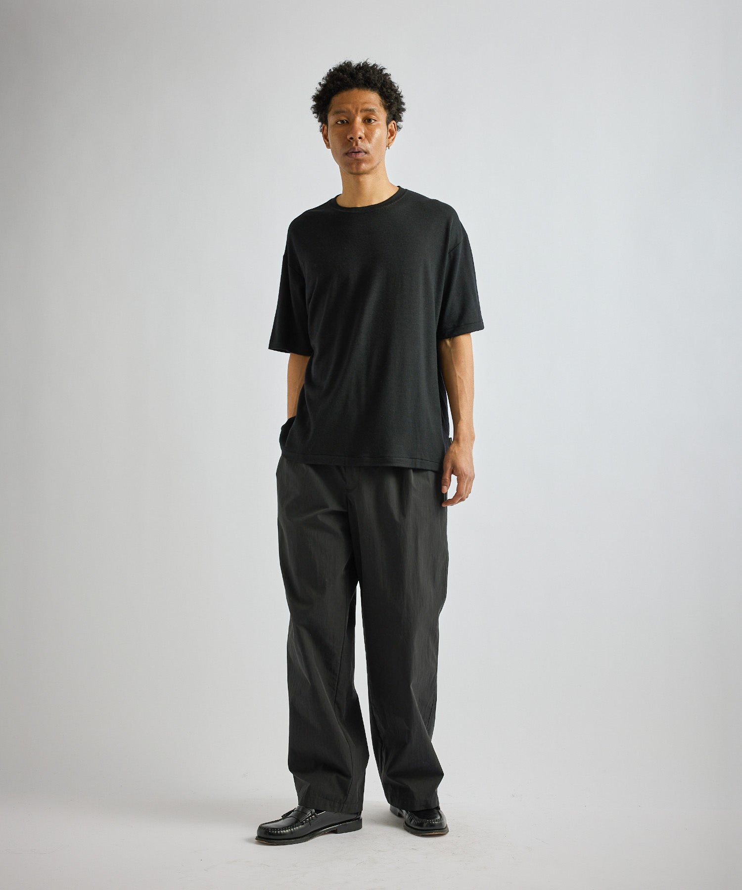 Saturdays NYC Brandon Relaxed Wool Tee in Black