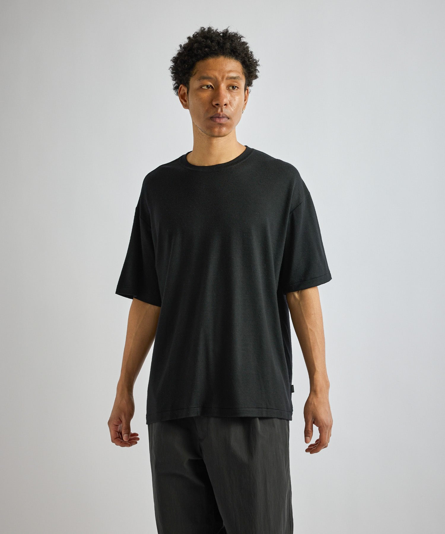 Saturdays NYC Brandon Relaxed Wool Tee in Black